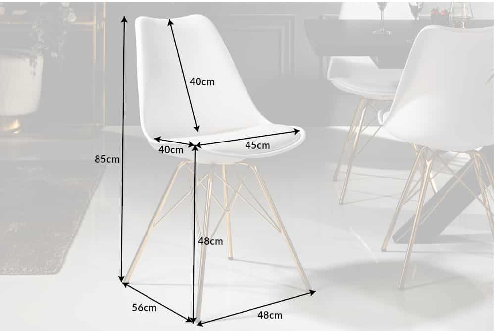 Design Stuhl SCANDINAVIA MEISTERSTÜCK weiß goldene Beine