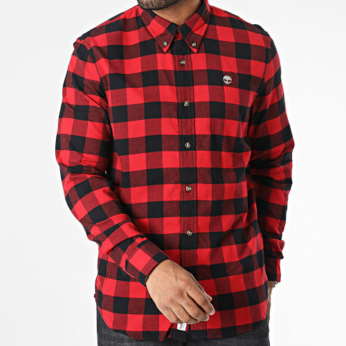 Chemise Manches Longues A Carreaux Slim A2D7E Rouge Noir