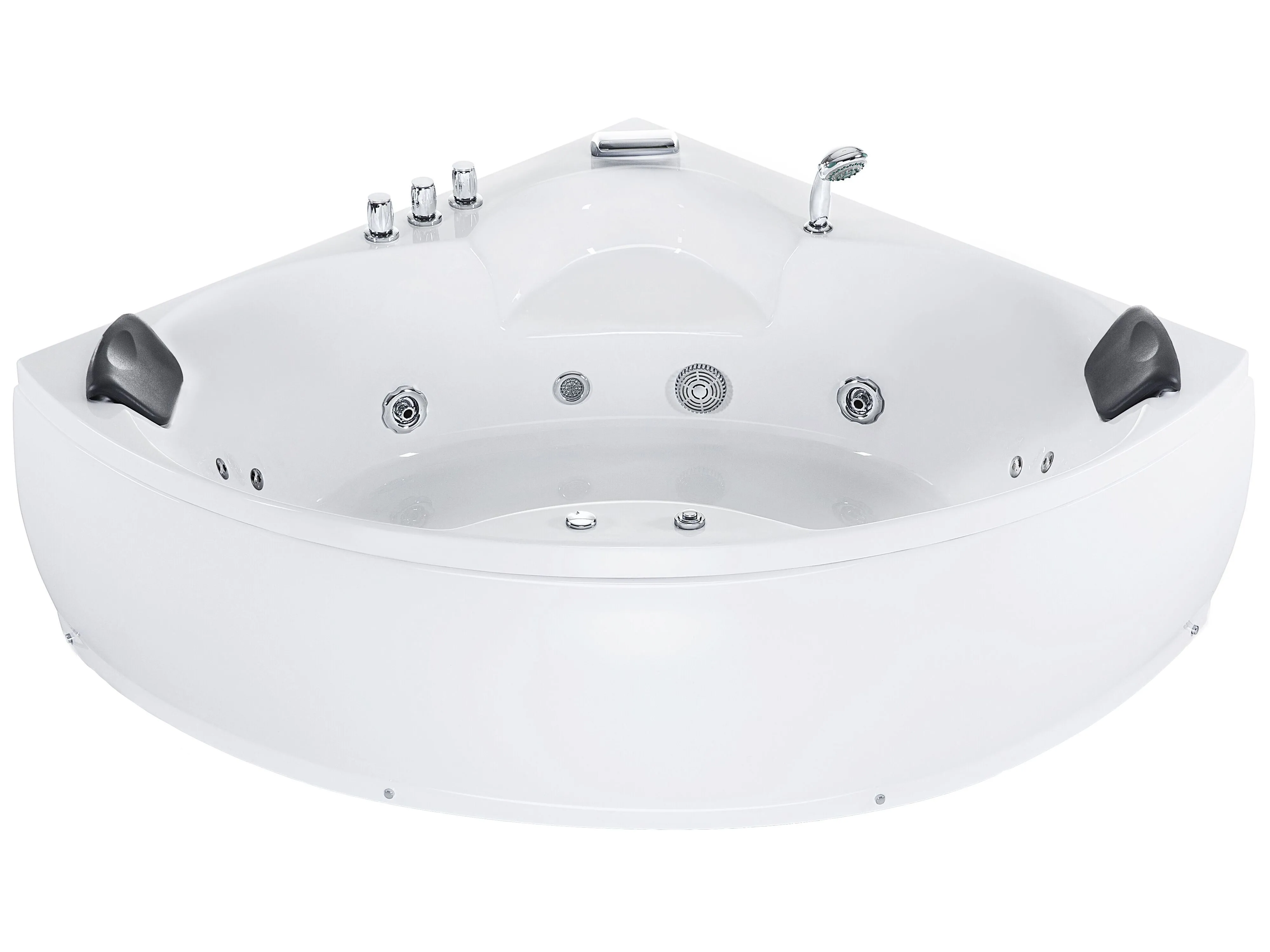 Hoek bubbelbad met LED SENADO 205 x 150 cm Wit