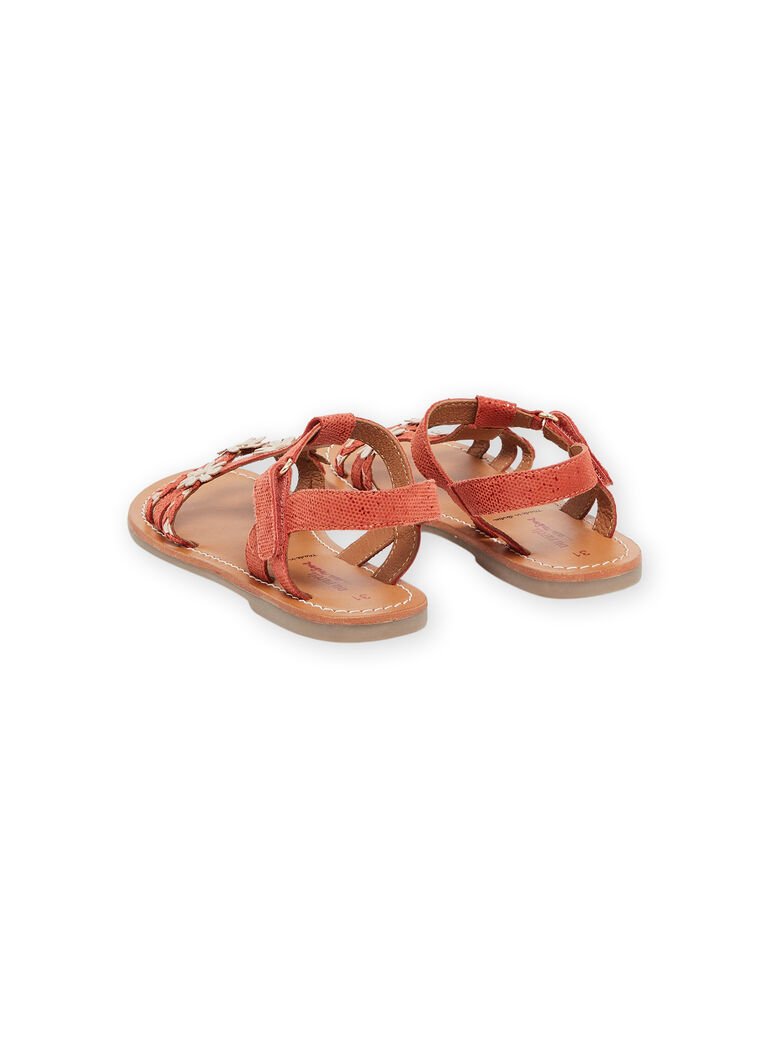 Sandales corail en cuir