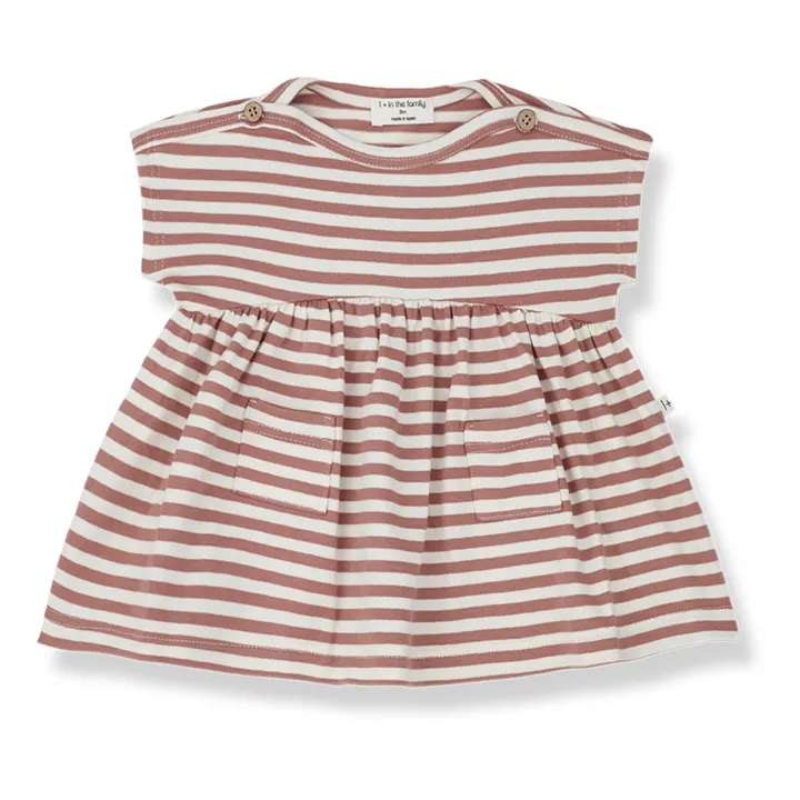1+ in the family Robe Manches Courtes Rayée Lia | Vieux Rose