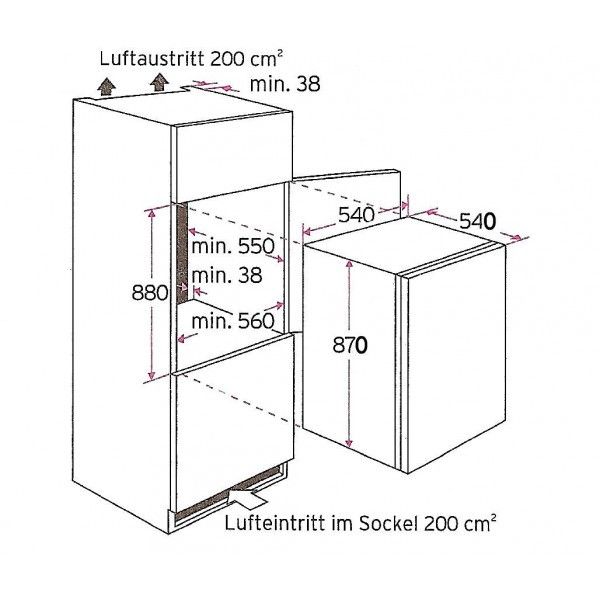 PKM Kühlschrank KS130.0A++EB 88cm mit Schlepptür Einbaukühlschrank