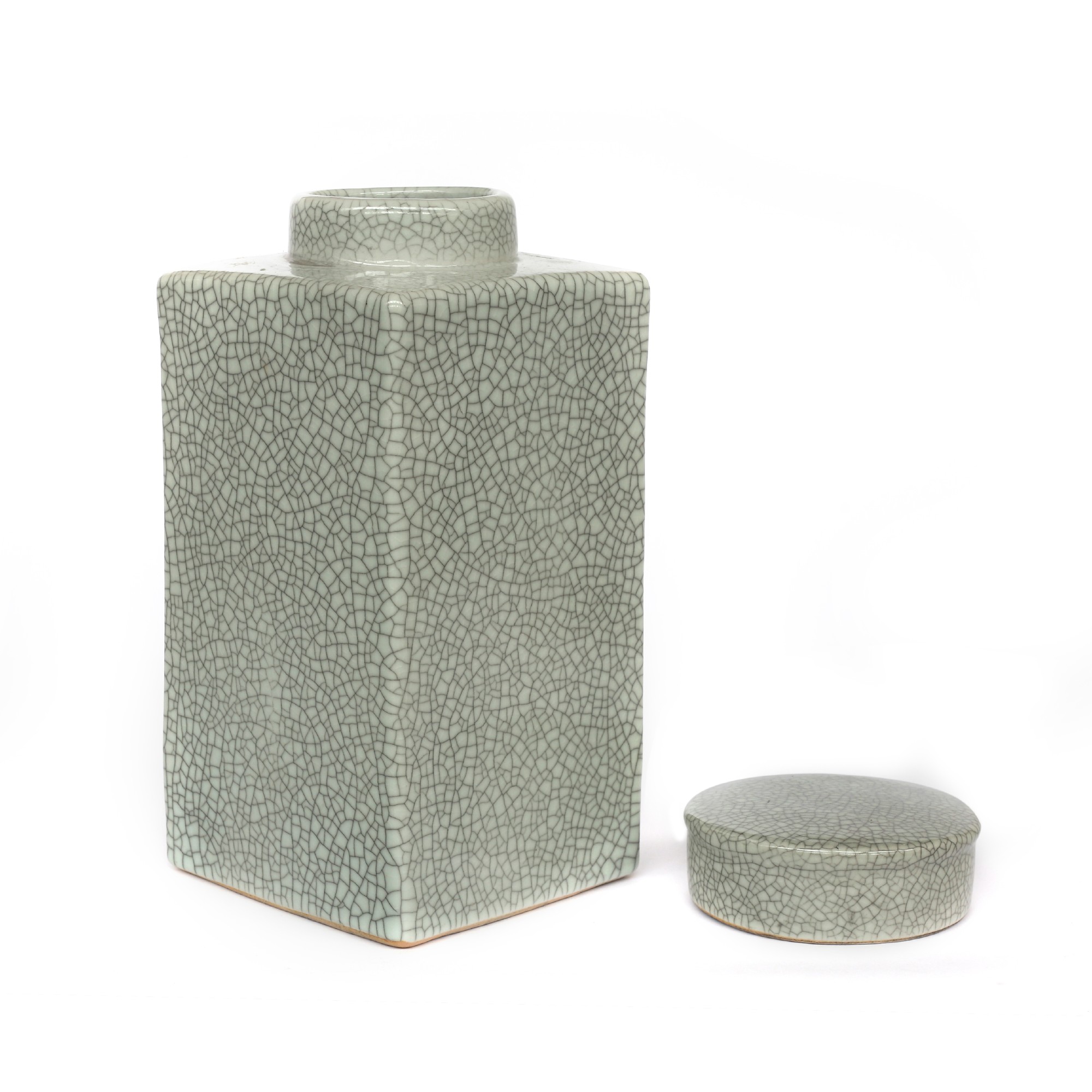Keramikdose mit Deckel 'Craquelé', grau, T 16 cm, B 16 cm, H 33 cm von fischer's lagerhaus