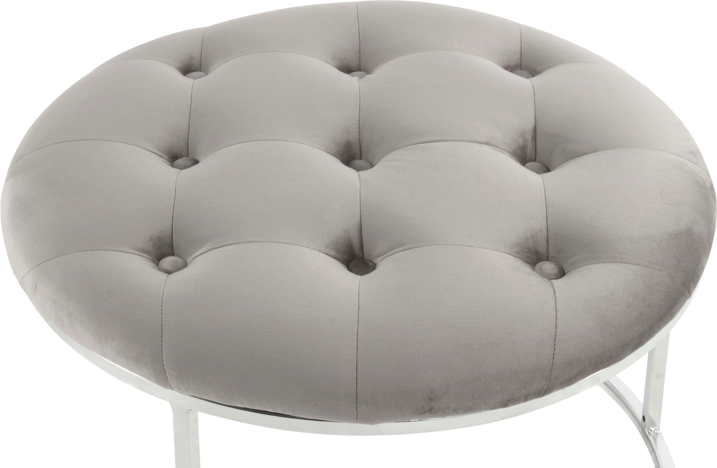 Kayoom Sitzhocker »Hocker Myla 2er-Set, praktisch ineinander schiebbar« Set, 2 Stk. tlg. ineinander schiebbar, rund, gesteppt, mit Zierknöpfen
