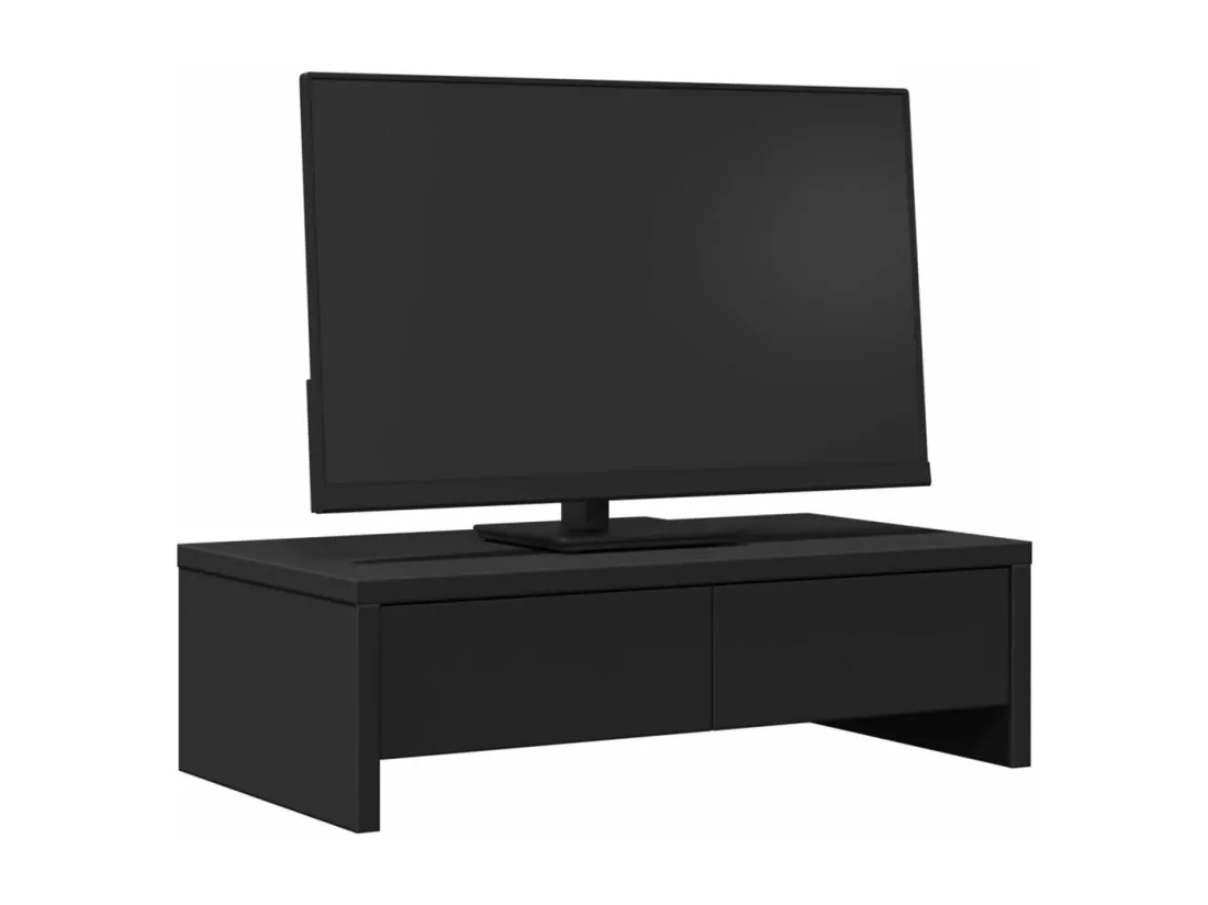 Support de moniteur avec tiroirs noir bois d'ingénierie