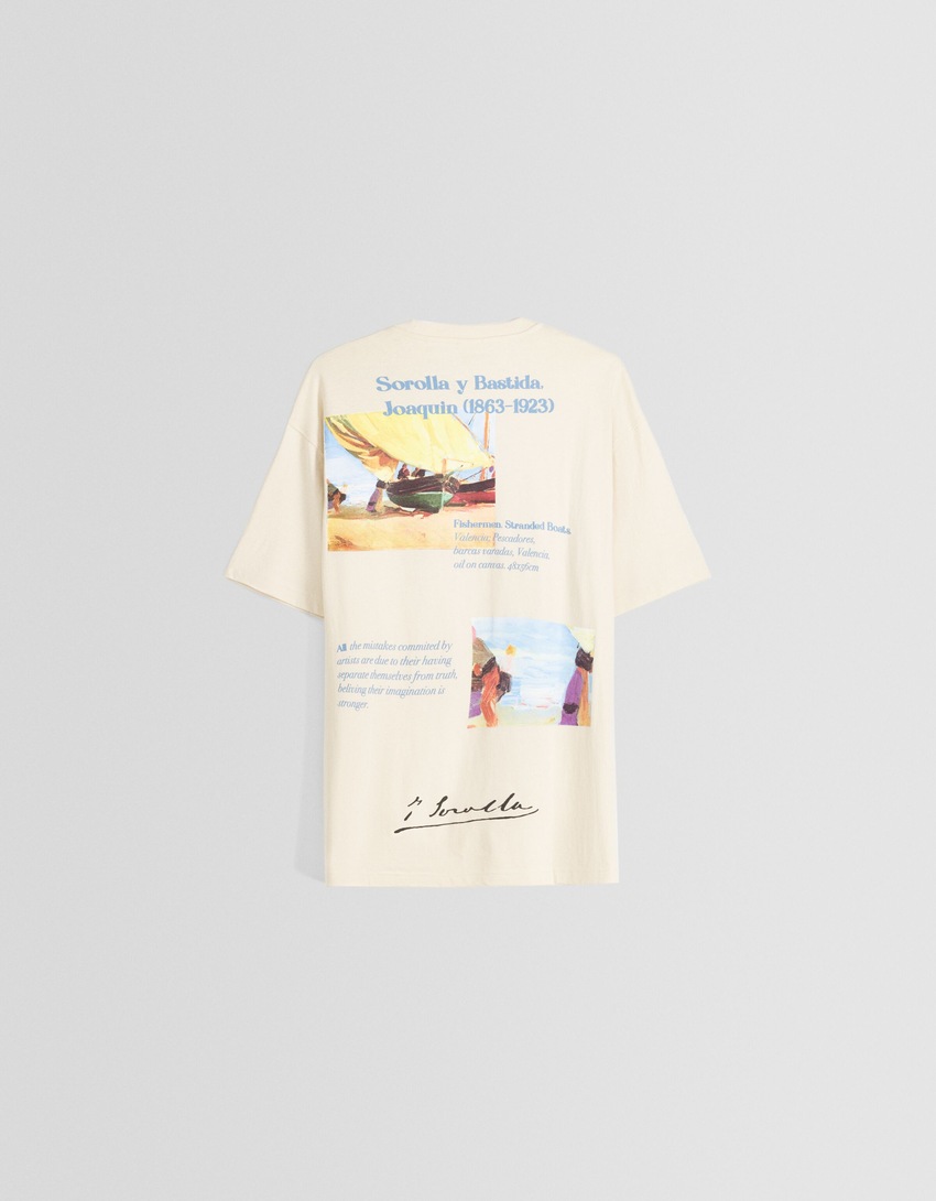 Camiseta de manga curta com estampa Joaquín Sorolla e modelagem quadrada.