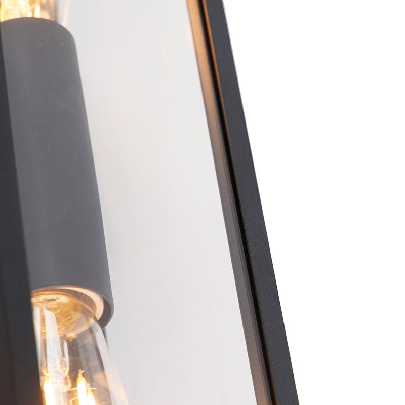 Industriële wandlamp zwart 38 cm 2-lichts IP44 - Charlois