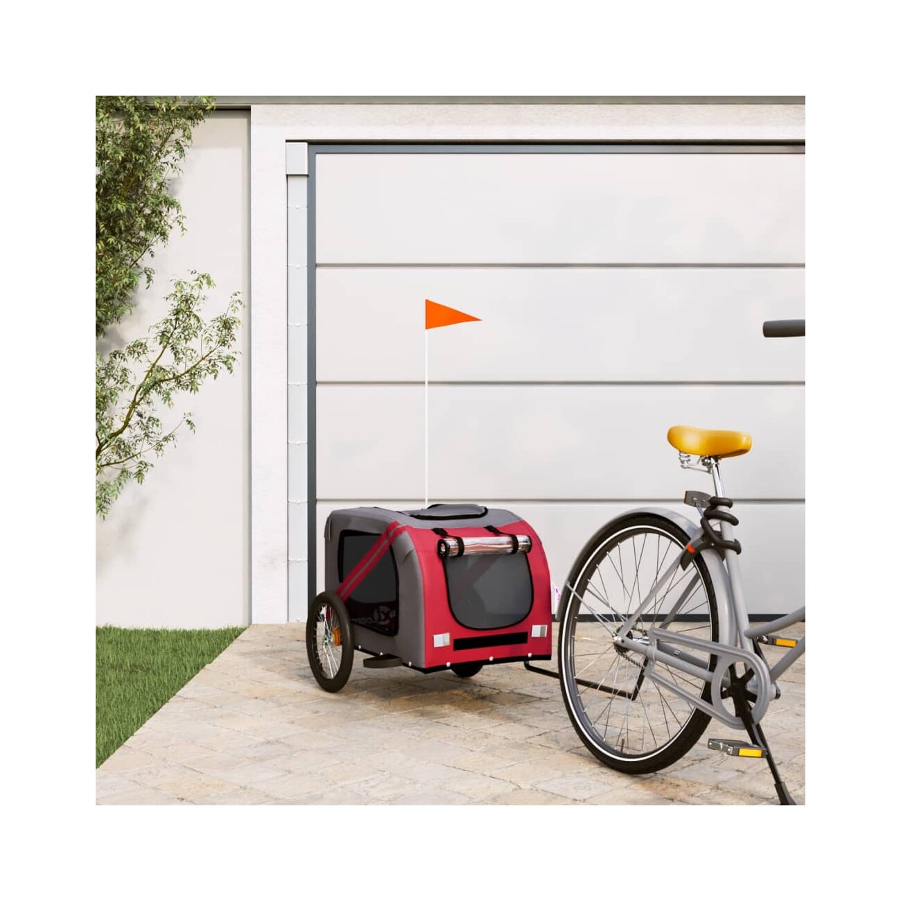 VidaXL Fahrradanhänger Hund 133,5 x 69 x 73,5 cm (L x B x H) rot
