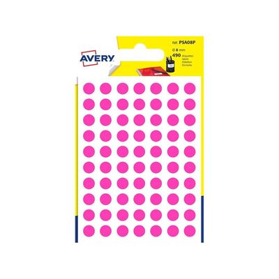 Avery - 490 Pastilles adhésives - rose - diamètre 8 mm