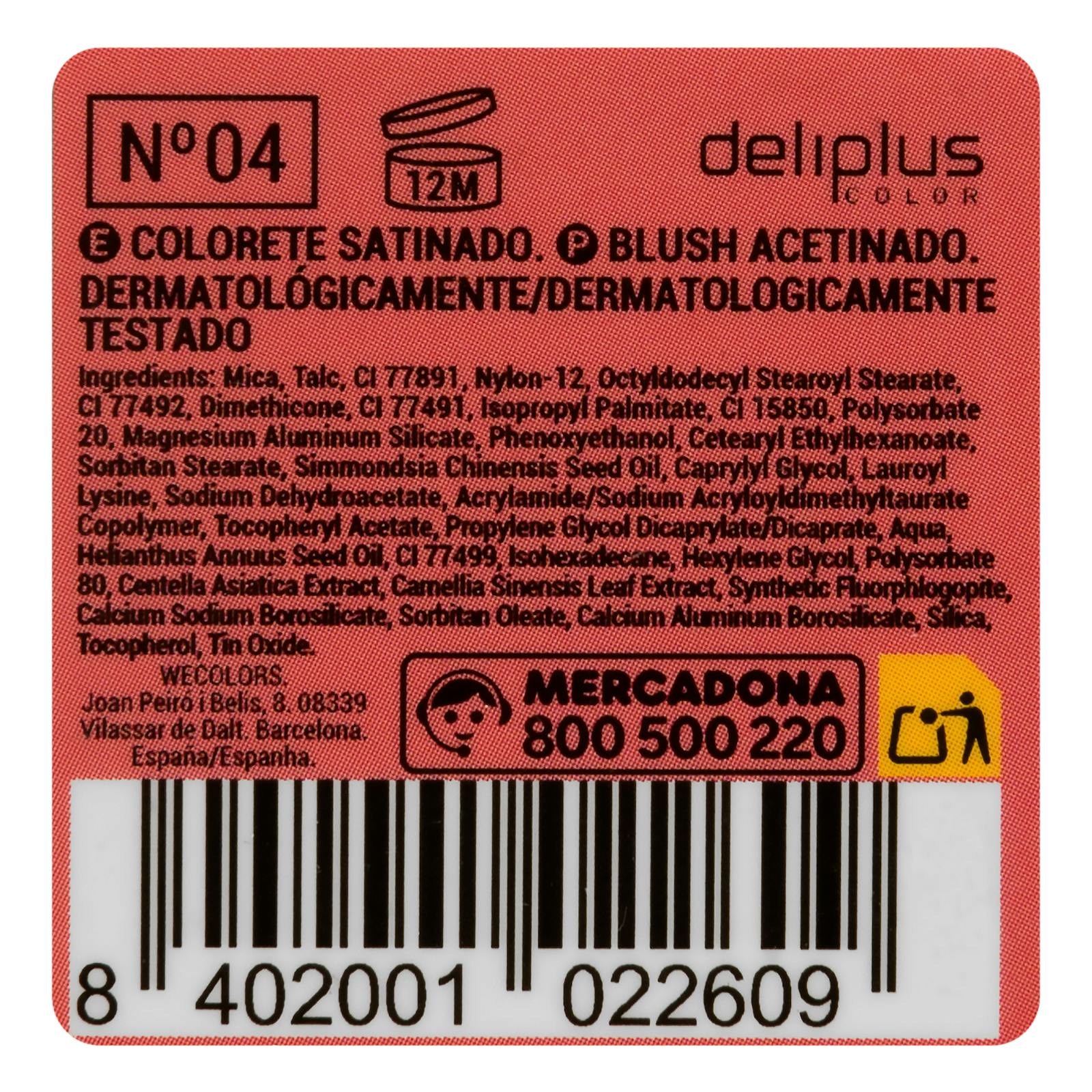 Blush compact Satin Deliplus 04 corail multicolore