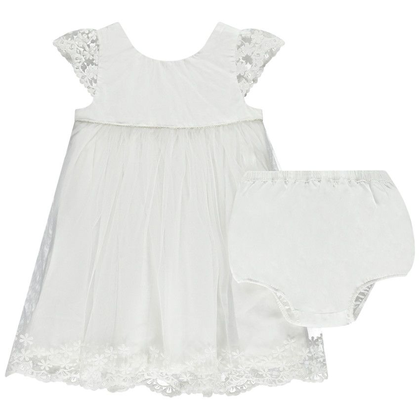 Ensemble de cérémonie 2 pièces robe + bloomer pour bébé fille - Ecru