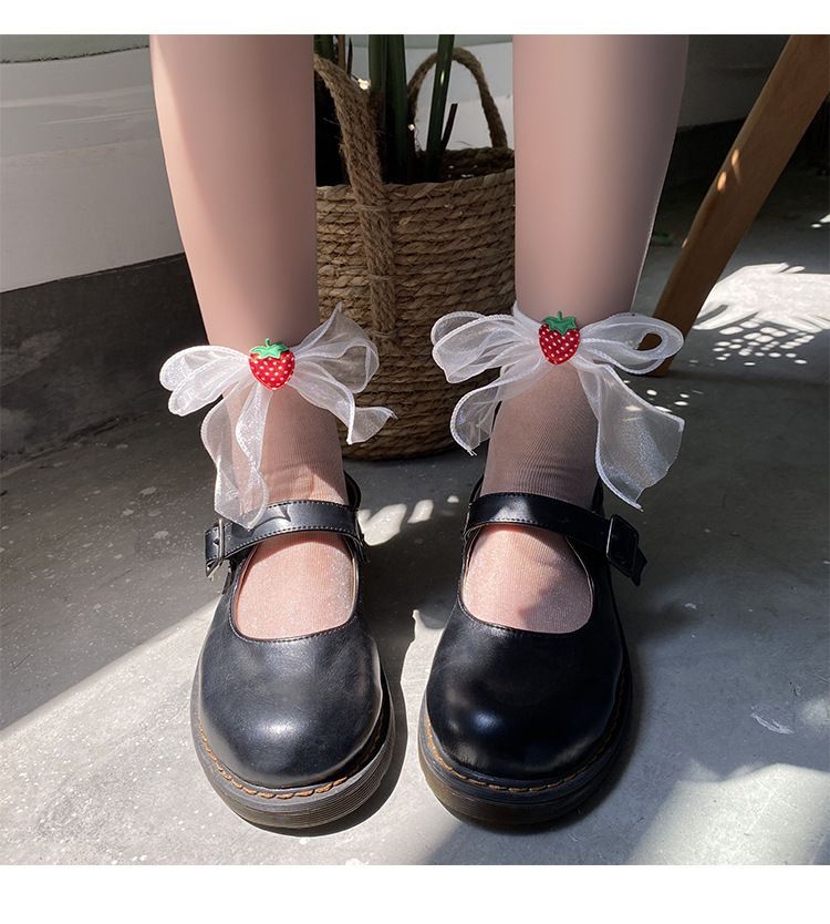 FlorSwallow - Aardbeienstrik-accent mesh sokken