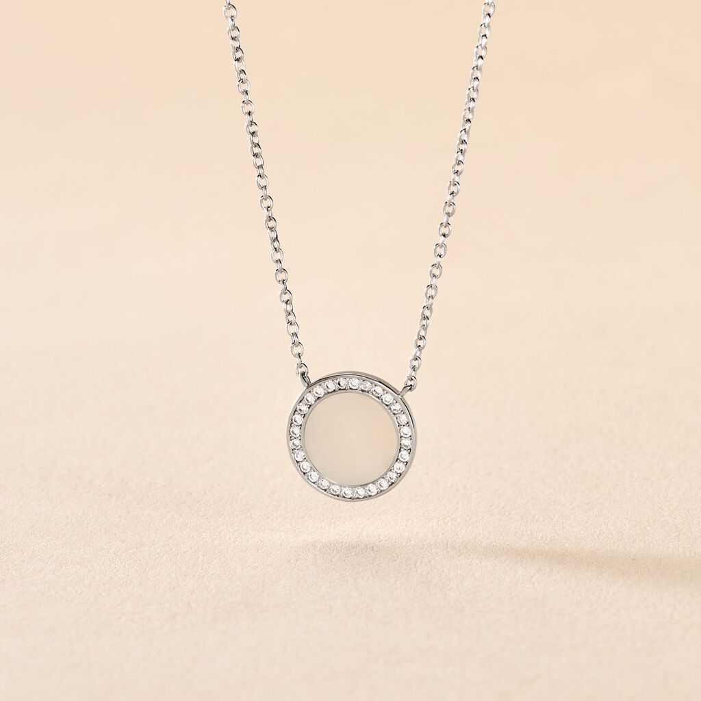 Collier Argent Blanc Nawala Nacre Oxyde De Zirconium