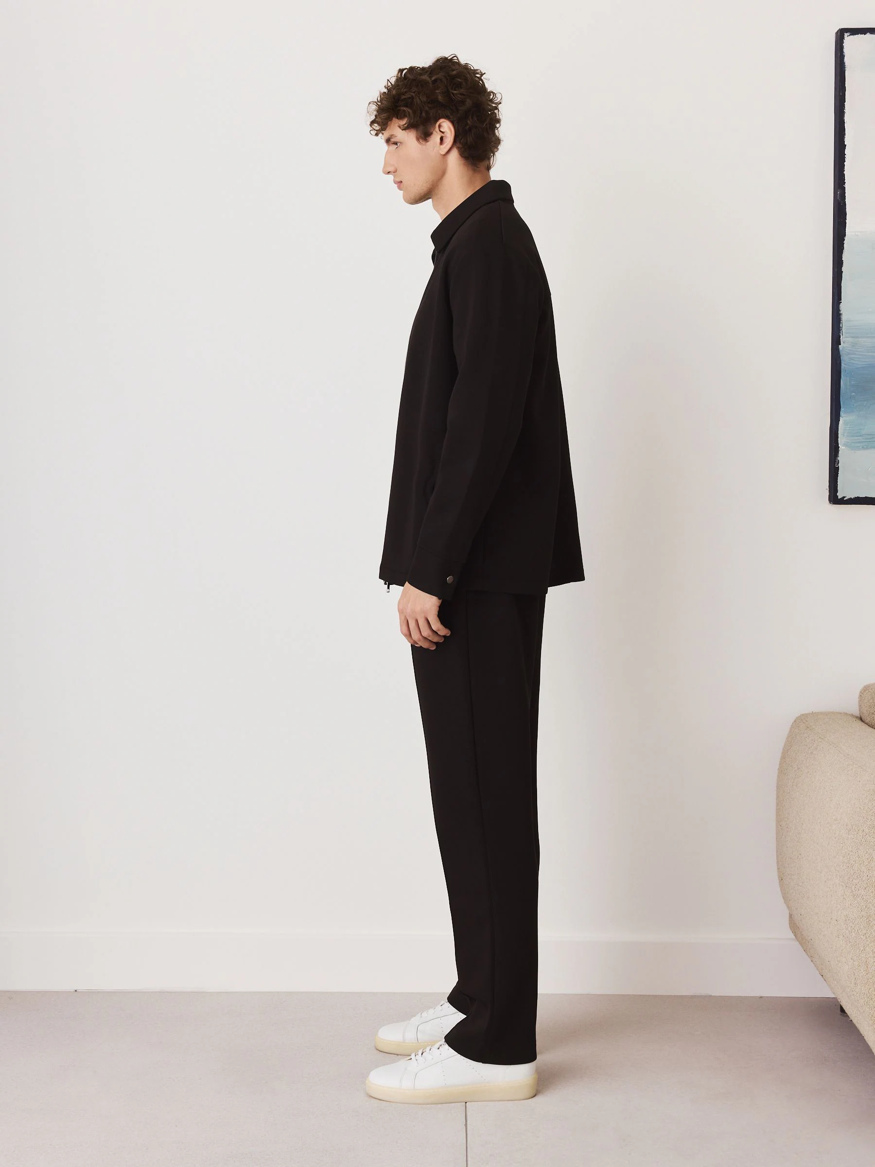 Zwart - Soft Touch Scuba Slim Fit Open Joggers