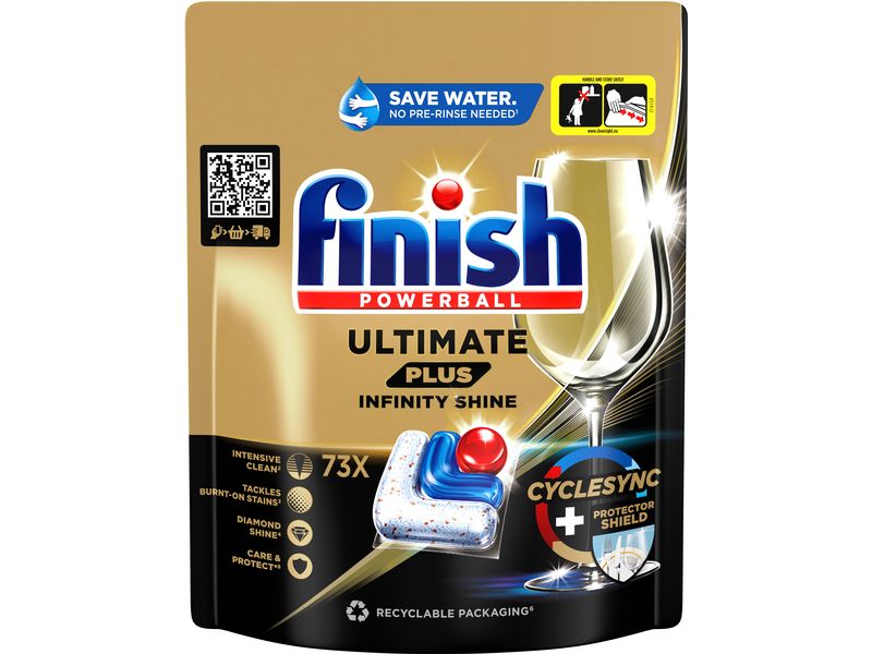 Finish Maschinenspülmittel Ultimate Plus Infinity Shine 73 Geschirrspültabs für intensive Reinigung, Fettlösekraft und Glanz