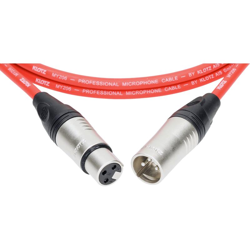 Klotz M1 K RT microfoonkabel 3p XLR F/M rood 1 meter
