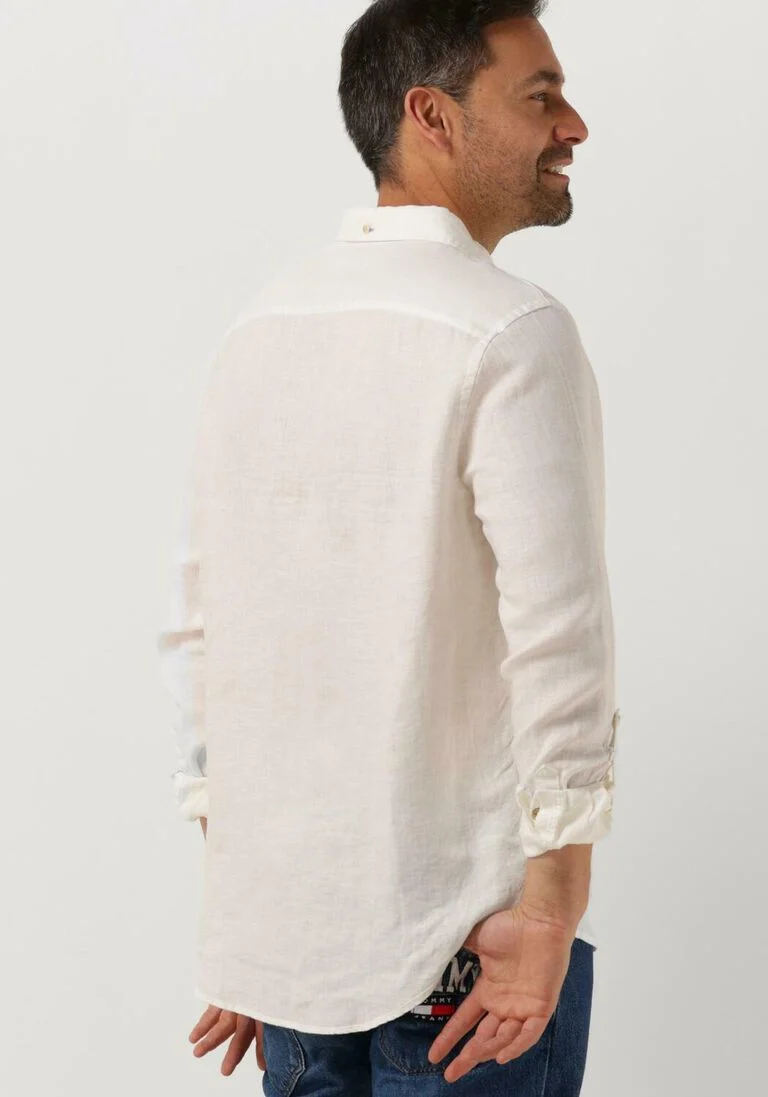 SCOTCH & SODA witte scotch & soda casual overhemd regular-fit linen shirt with sleeve roll-up