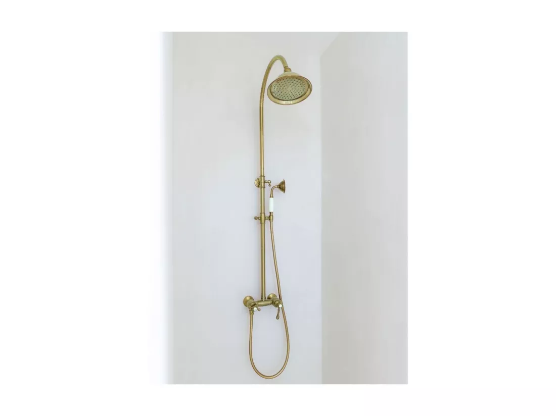 Leeds colonne de douche rétro or brossé mitigeur mécanique - Essebagno
