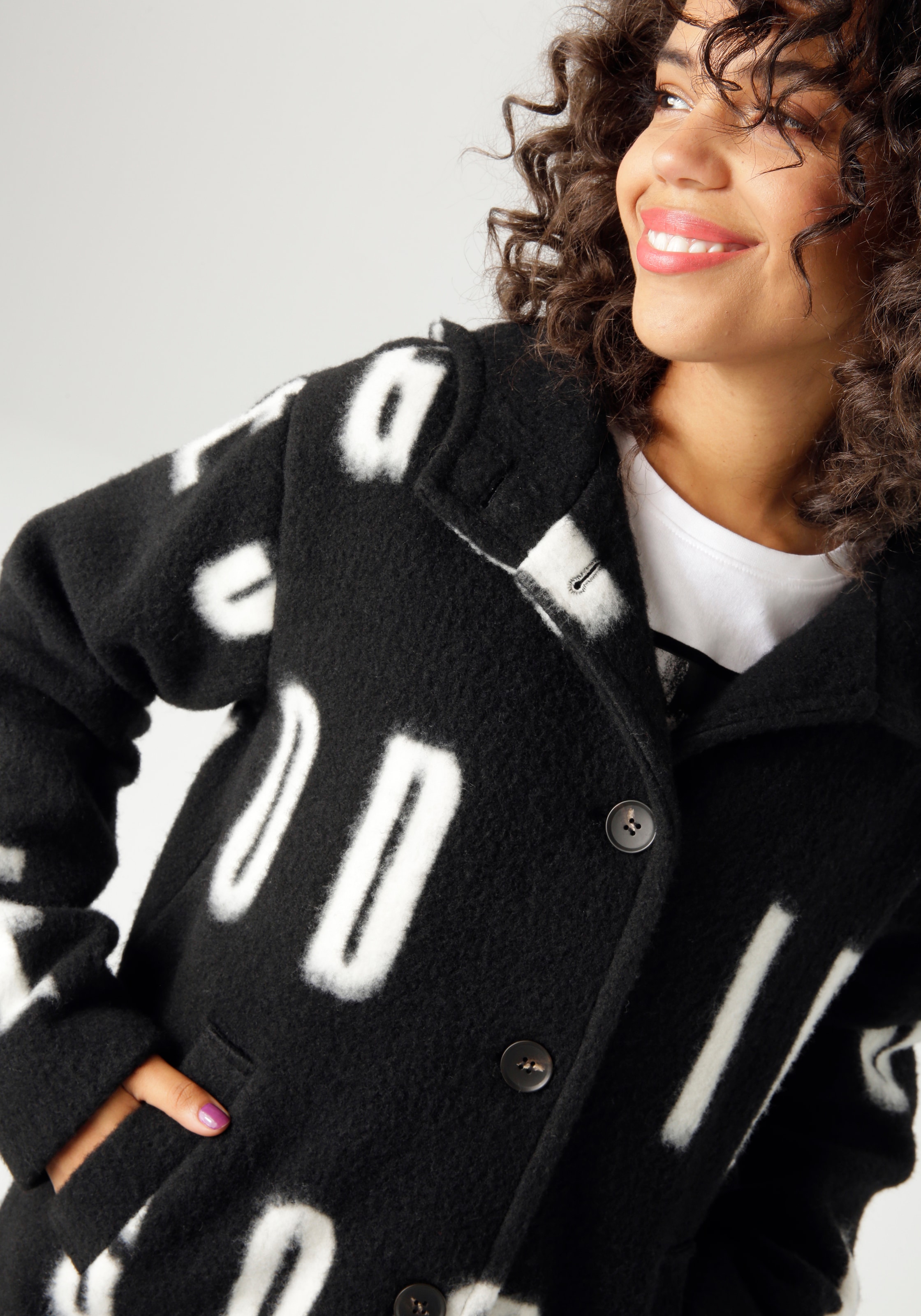 Aniston CASUAL Fleecejacke mit grossflächigem 