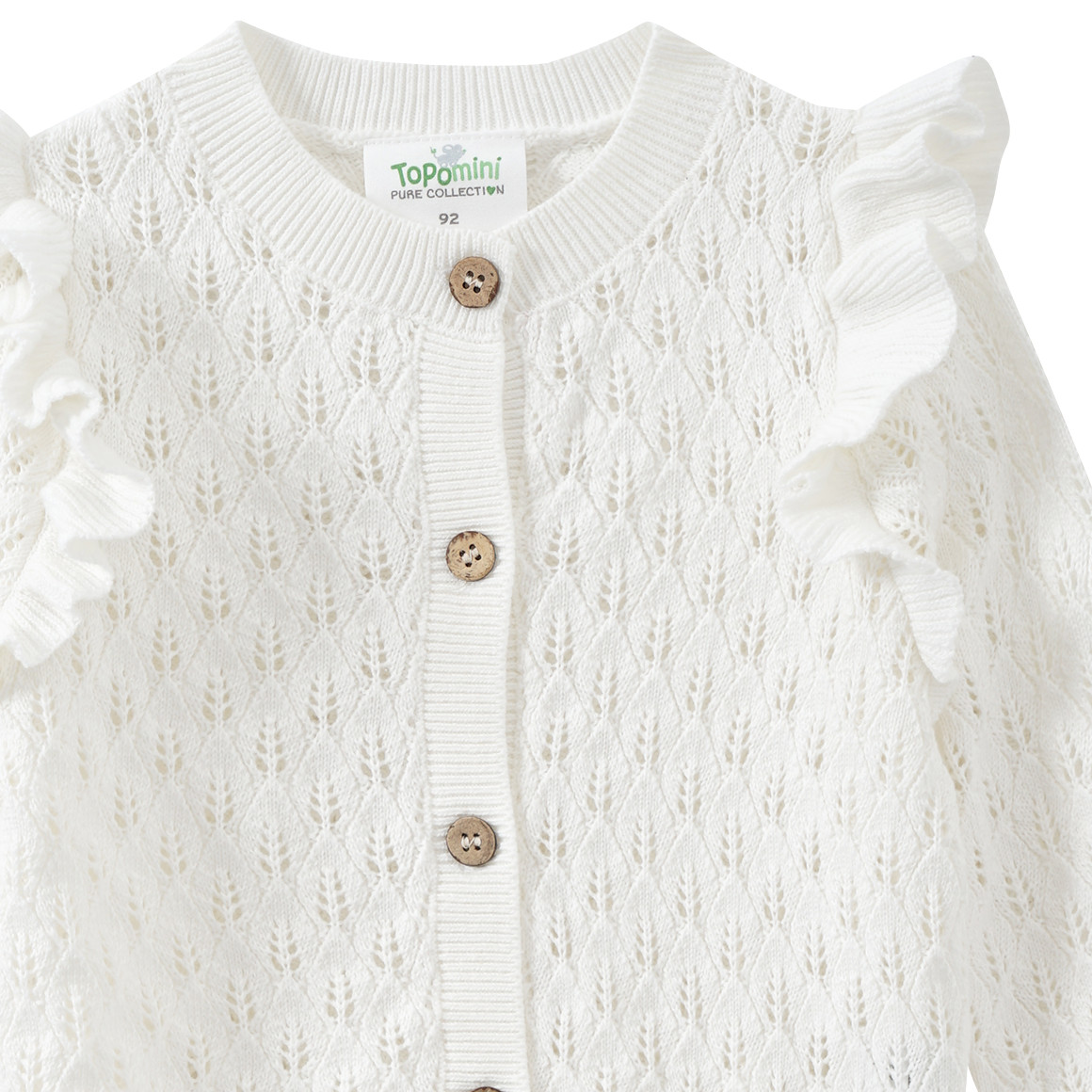 Topomini Pure Collection Baby Strickjacke mit Ajour-Muster cremeweiss