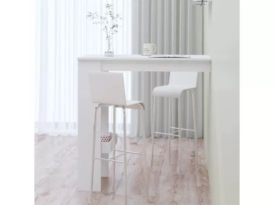 Table bar mural Blanc Brillant 102x45x103,5cm Bois d'ingénierie