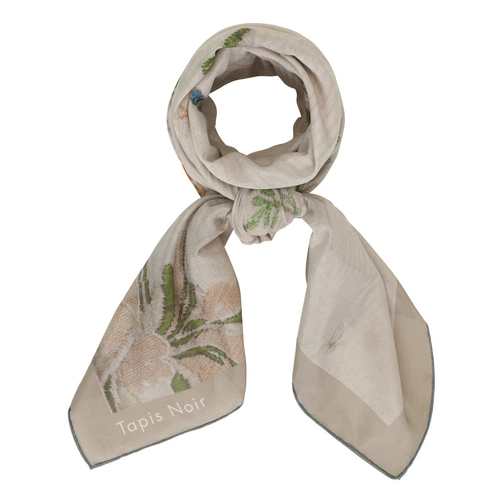 Tapis Noir  Large Light Brocade tørklæde - creme