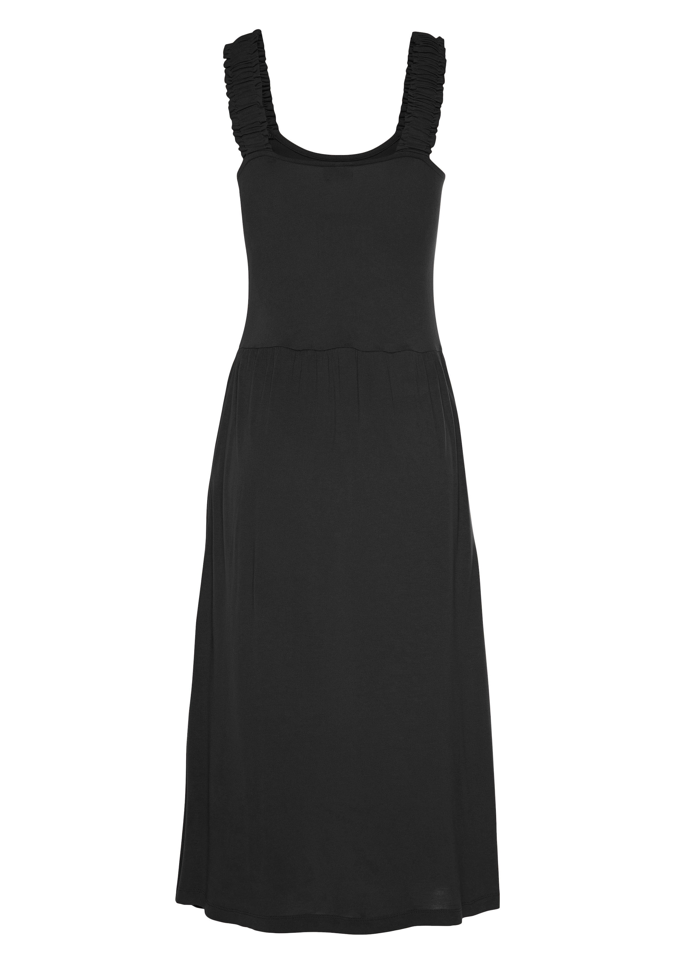 Beachtime Jerseykleid Seitennahttaschen mit Taschen, knielanges Sommerkleid, Strandkleid, Basic