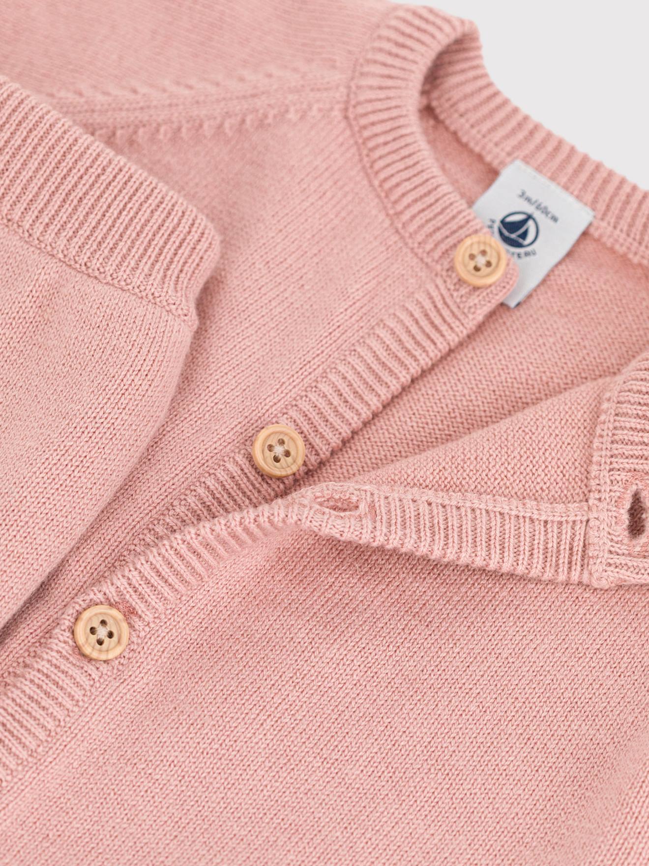 Conjunto de 2 peças de tricô rosa para bebê PETIT BATEAU, em lã e algodão tricot.