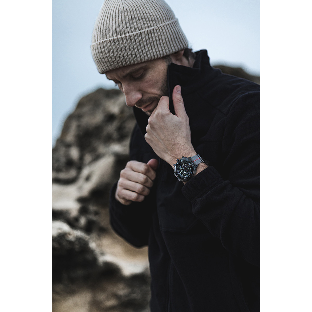 Montre BRISTON clubmaster outdoor homme bracelet tissu gris
