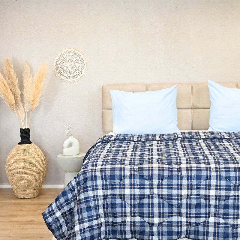 HappyBed - Wasbaar Dekbed - 140x220 - Bedrukt - Hoesloos Dekbed met Print - Tartan