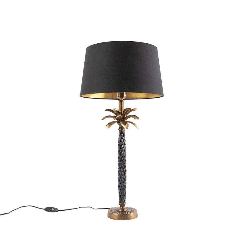 Art Deco tafellamp brons met zwarte kap 35 cm - Areka