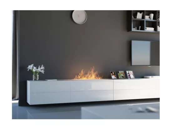 Insert/support brûleur bioéthanol 100cm en inox avec verre inclus