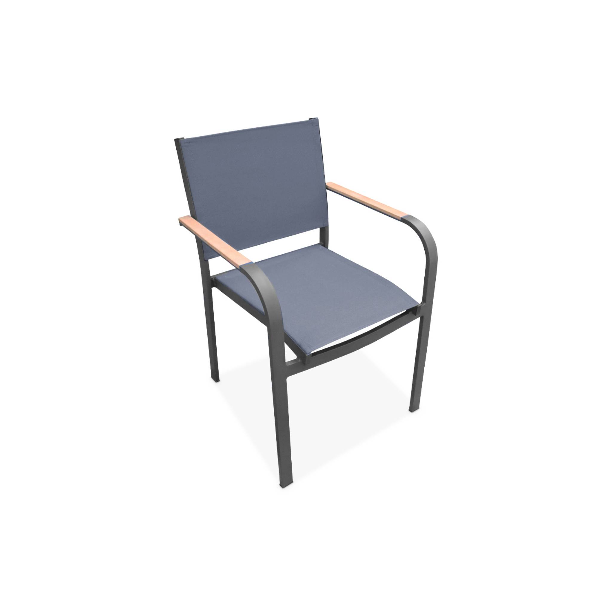 Set complet table de jardin papillon samana 190/254.4 x 93.5 x 76cm + 8 fauteuils couleurs bois clair anthracite. Bois d'eucalyptus