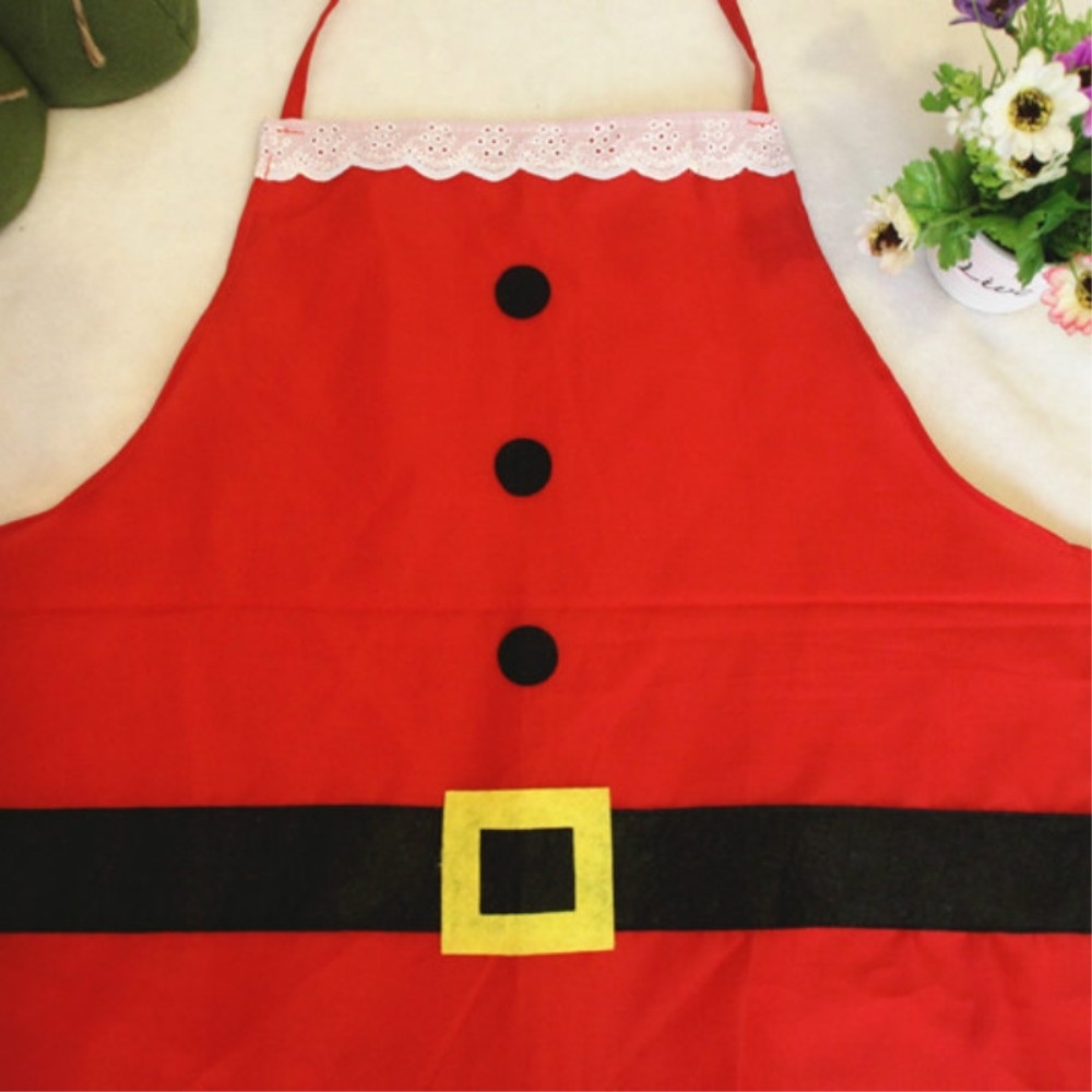 (64x42cm) Weihnachts Küchenschürze Lätzchen Kostüm im Weihnachtsmann Design - Rot