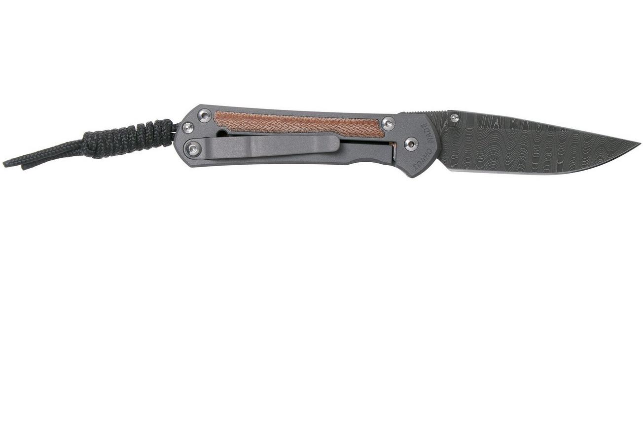 Chris Reeve Sebenza 31 Small Natural Canvas Micarta Ladder Damascus S31-1220 zakmes