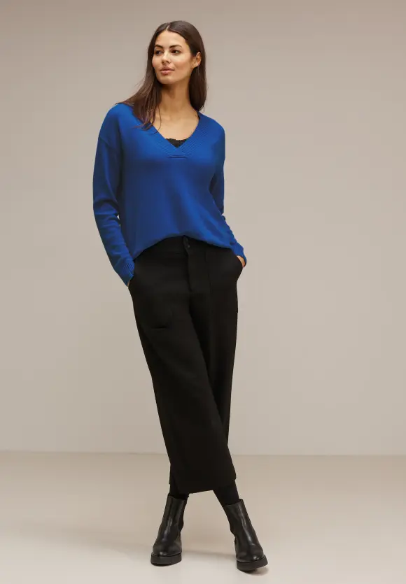 V-Ausschnitt Pullover - fresh intense gentle blue