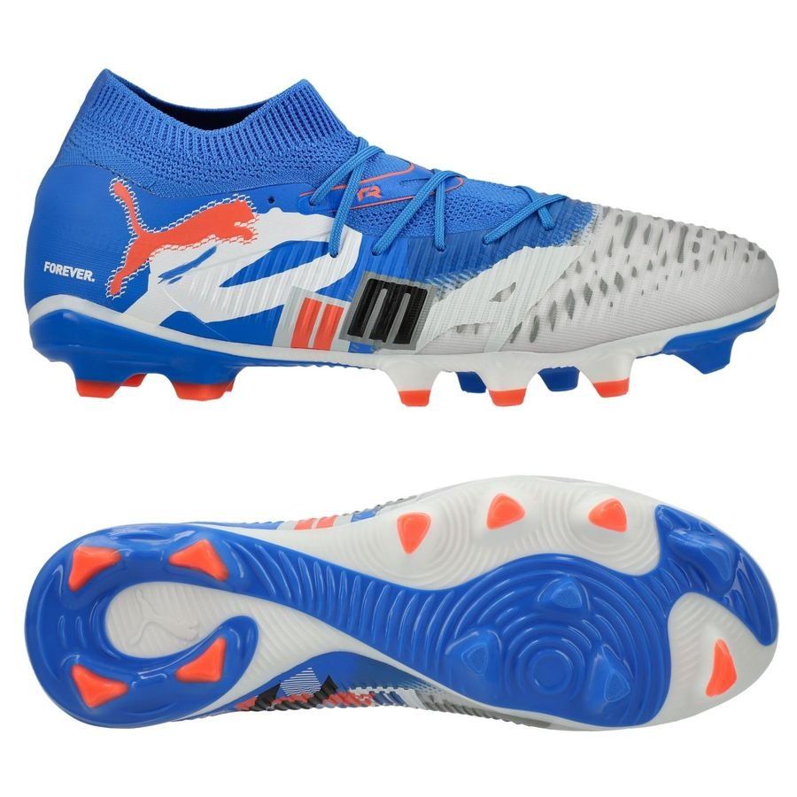 PUMA Future 8 Match FG/AG Forever - Blanc/Bleu/Gris/Noir/Glowing Red ÉDITION LIMITÉE