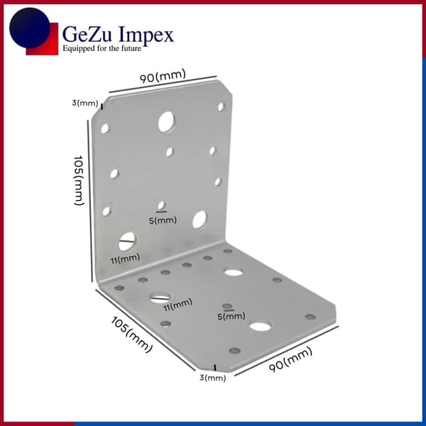 Vinkelbeslag 105x105x90x3 mm, 4 stk
