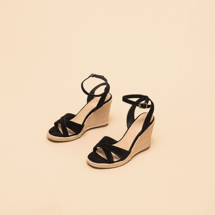 Espadrilles à brides croisées  en velours noir