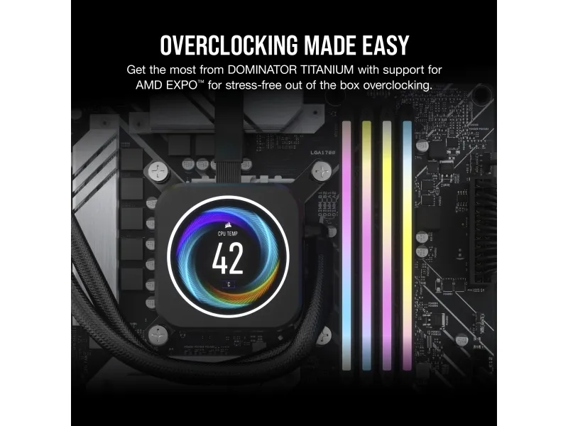 CORSAIR Dominator Titanium RGB - DDR5 - sæt - 64 GB: 2 x 32 GB - DIMM 288-PIN - 6000 MT/s / PC5-48000 - CL30 - 1.4 V - ikke bufferet - ikke-ECC - grå