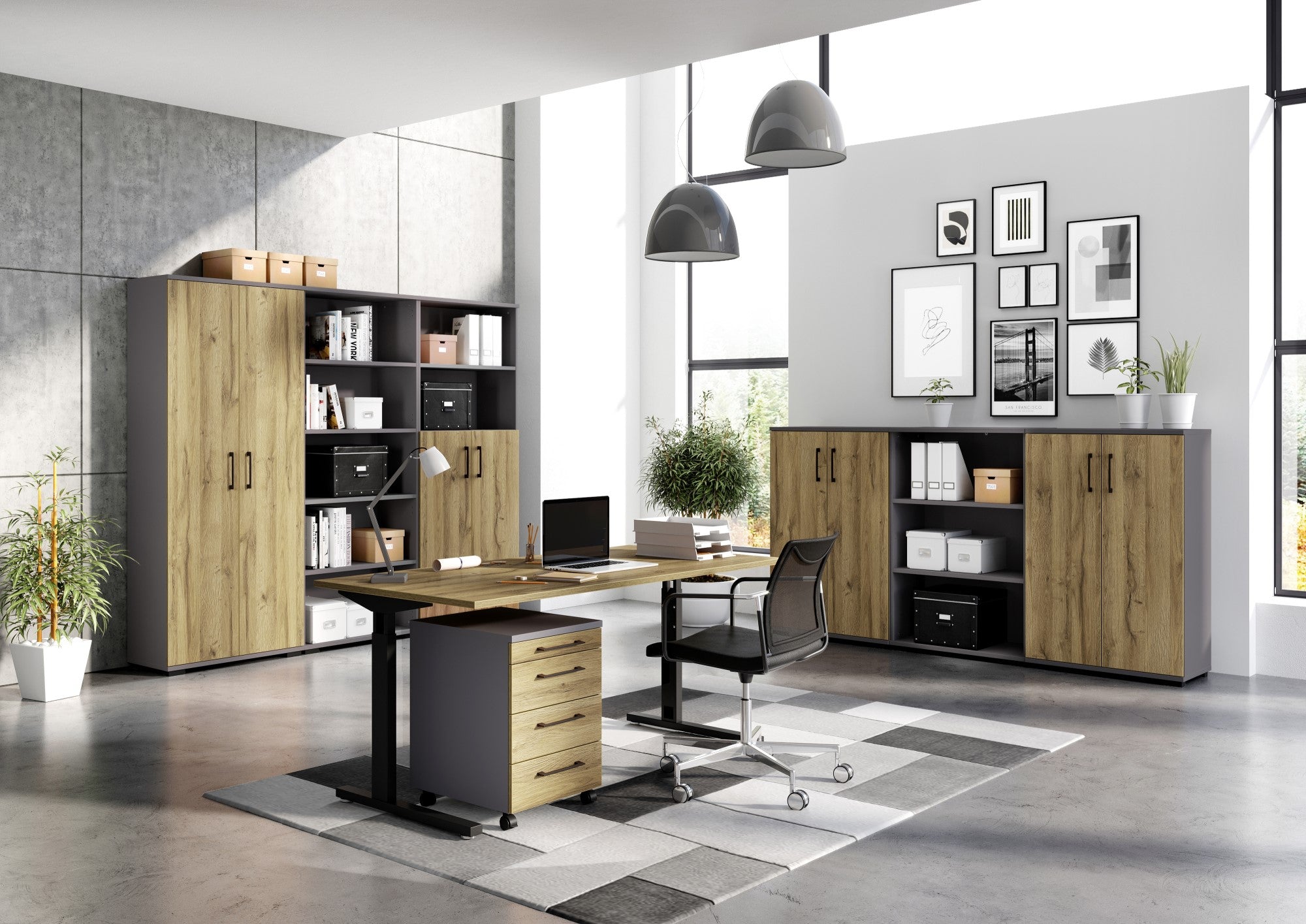 Germania Profi 160 cm Bureautafel Grandson Eiken | Zwart