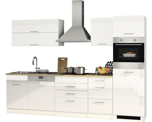 Held Furniture keukenblok met apparatuur Milan 300 cm wit hoogglans gedemonteerd 613.1.6210
