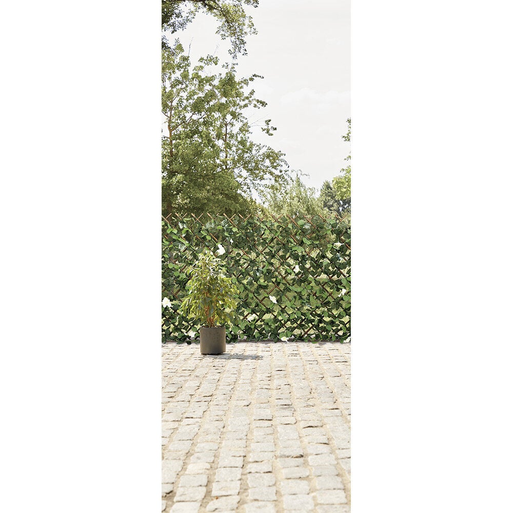Treillis extensible avec feuillage artificiel vert et fleurs 200x100cm