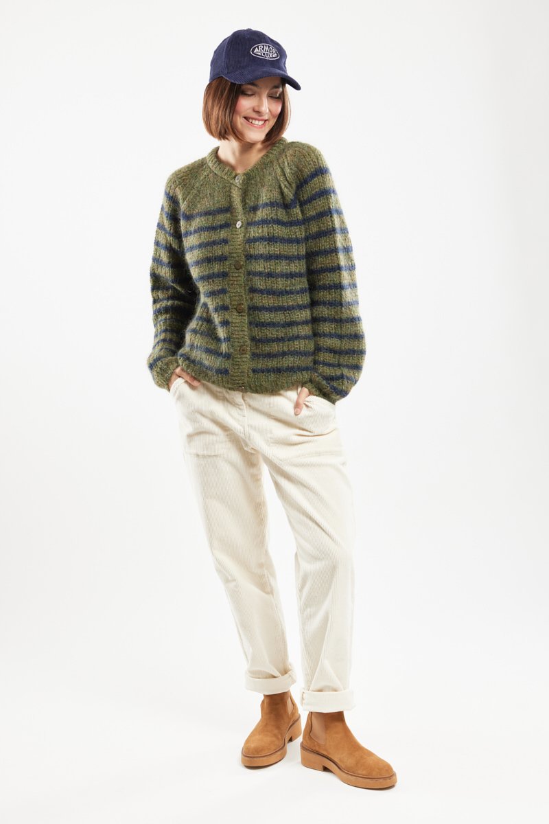 Cardigan rayé Carl - mohair