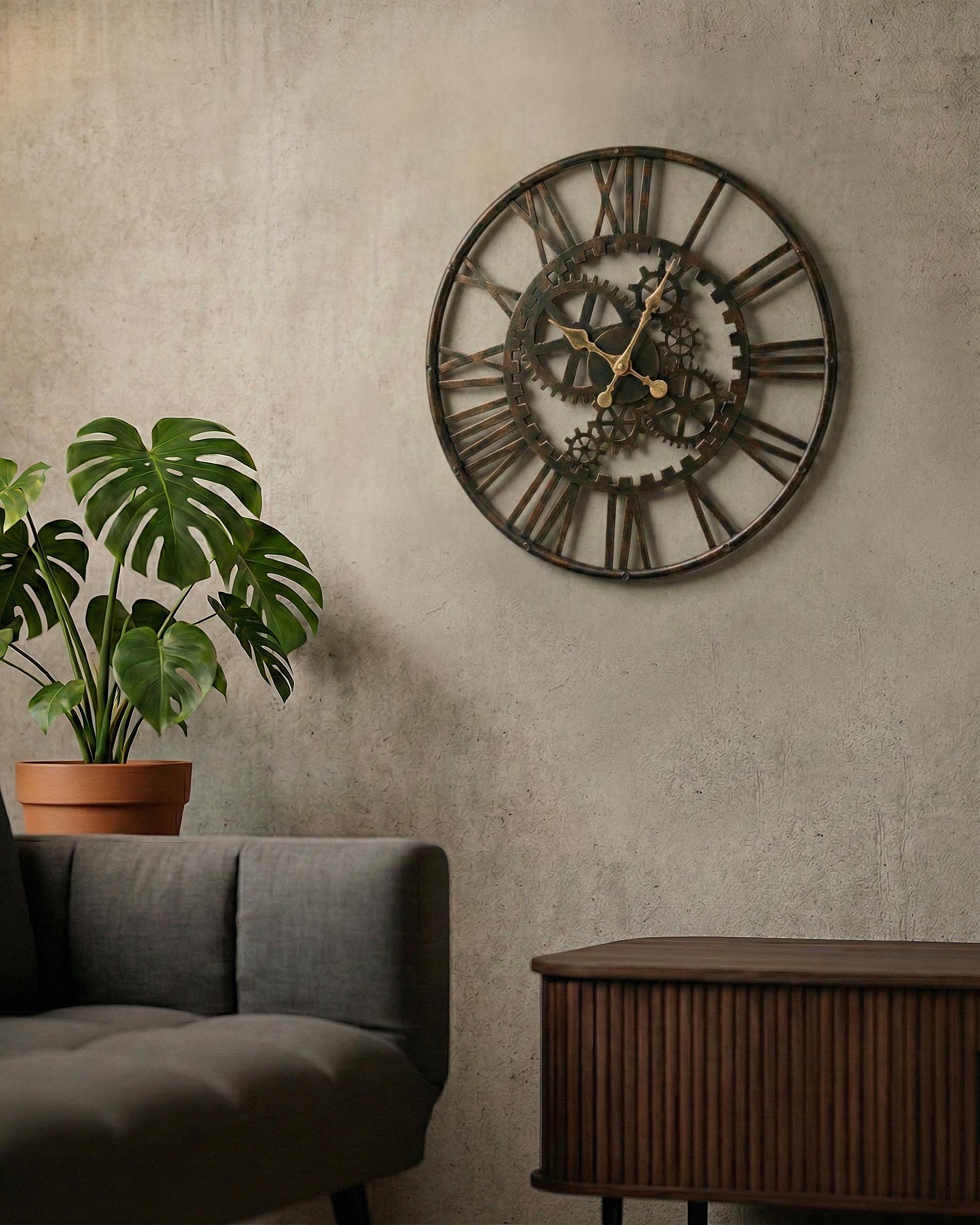 Wandklok PETRER 60 cm Metaal Zwart