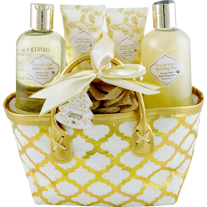 Coffret de bain prestige - Sparkling Bliss Gold - Musc & fleurs blanches - Corps - 6 produits