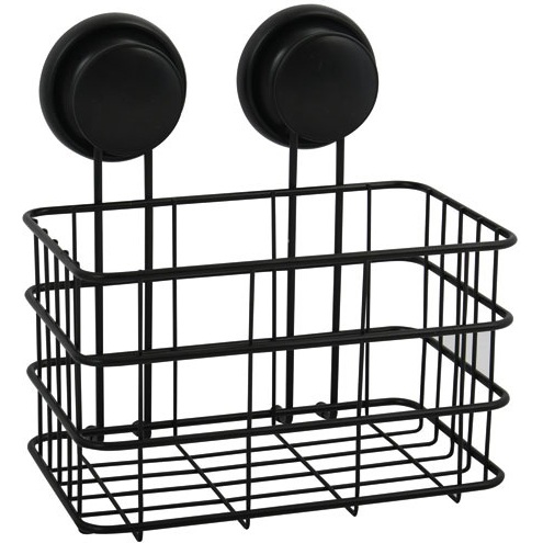 Etagère - panier de douche - à ventouse - noir mat