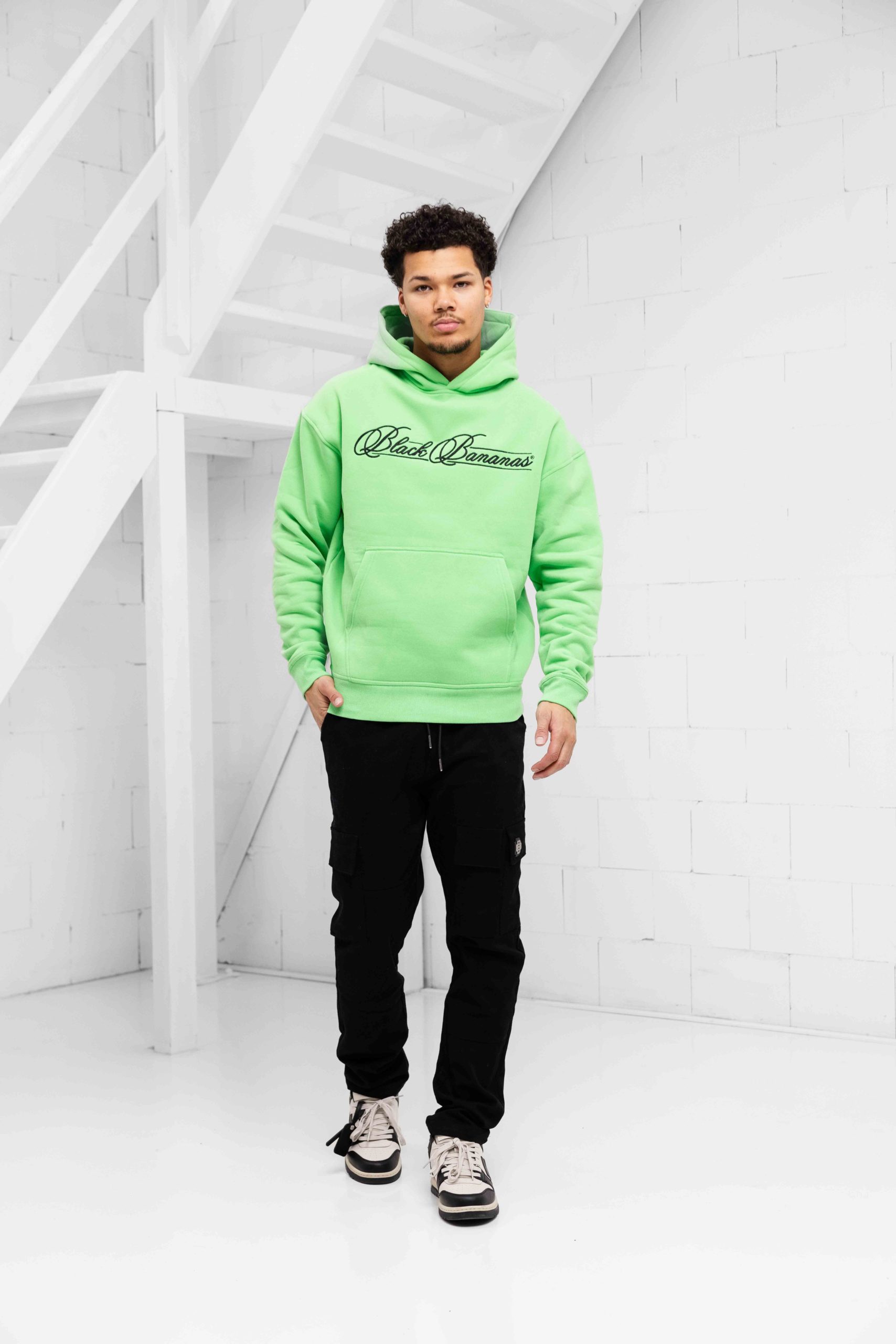Black Bananas Calligraphy Hoodie Heren Groen
