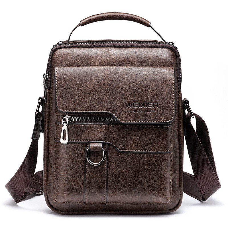 (20x25cm) Herren Leder Schultertasche Fashion Crossbody Business Bag - Dunkelbraun