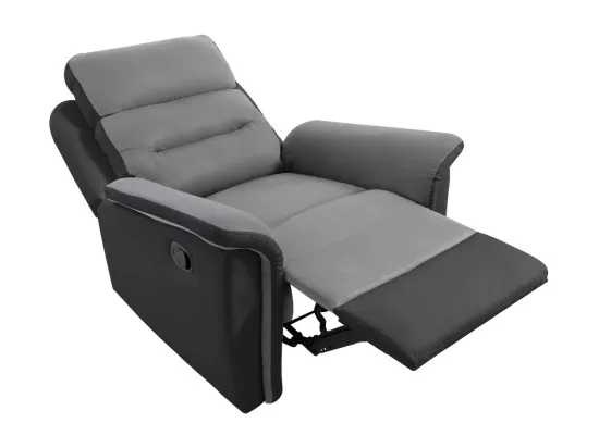 Fauteuil de Relaxation 1 place en Microfibre et Simili Léon - Gris et Noir - Loungitude